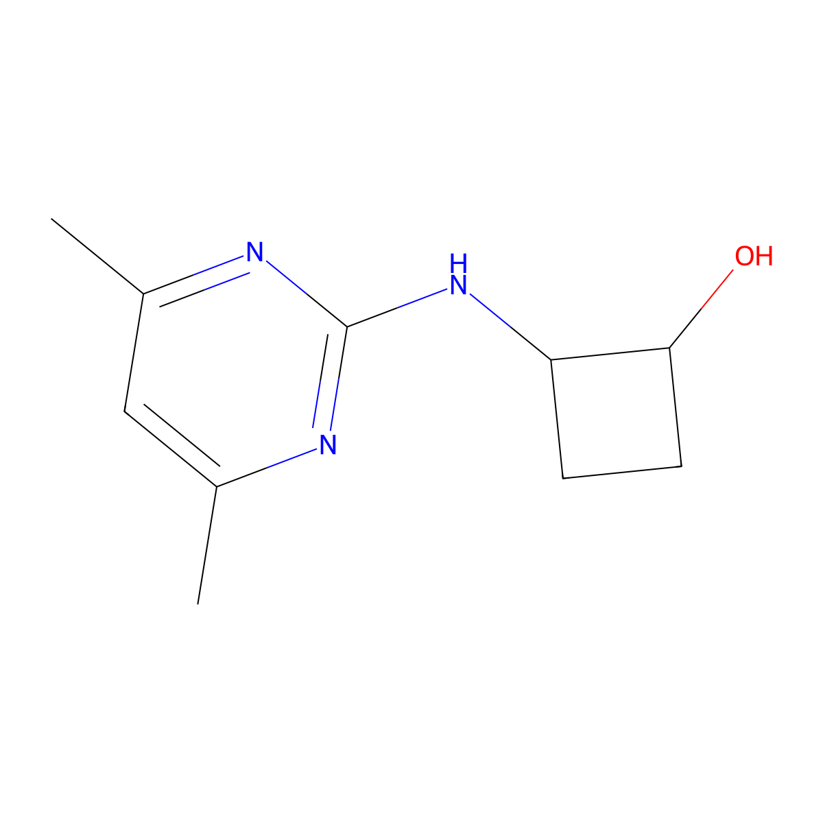 2-[(4,6-Dimethylpyrimidin-2-yl)amino]cyclobutan-1-ol molecular structure, CAS 2202367-44-8