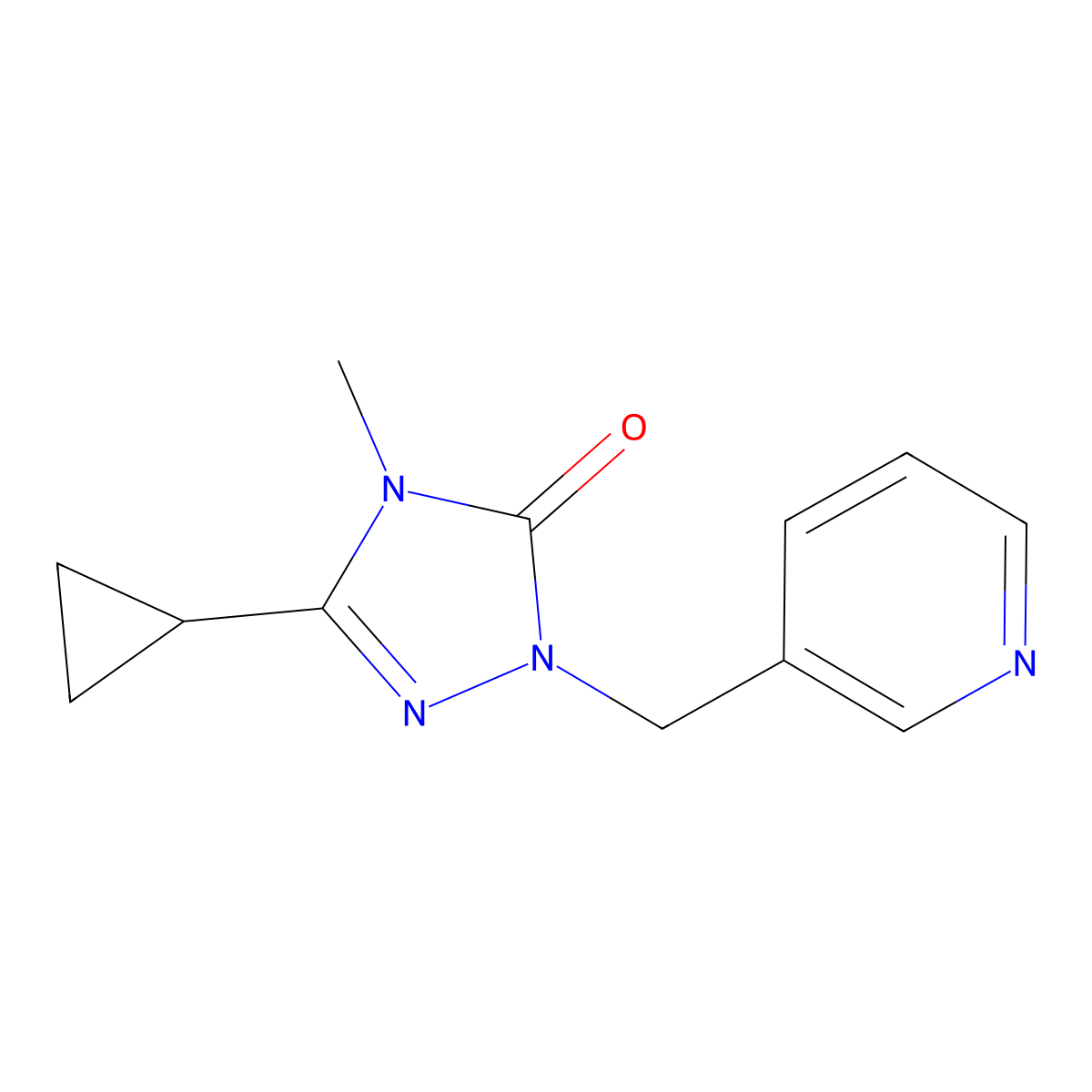 3-cyclopropyl-4-methyl-1-[(pyridin-3-yl)methyl]-4,5-dihydro-1H-1,2,4-triazol-5-one molecular structure, CAS 2202367-83-5