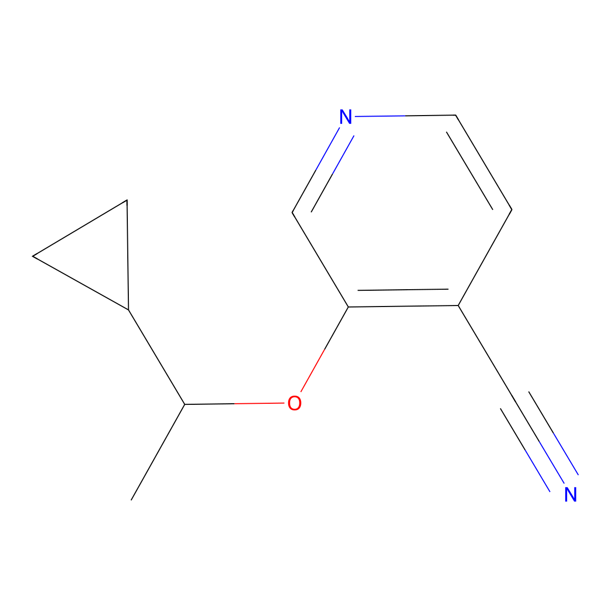 3-(1-Cyclopropylethoxy)pyridine-4-carbonitrile molecular structure, CAS 2202368-11-2