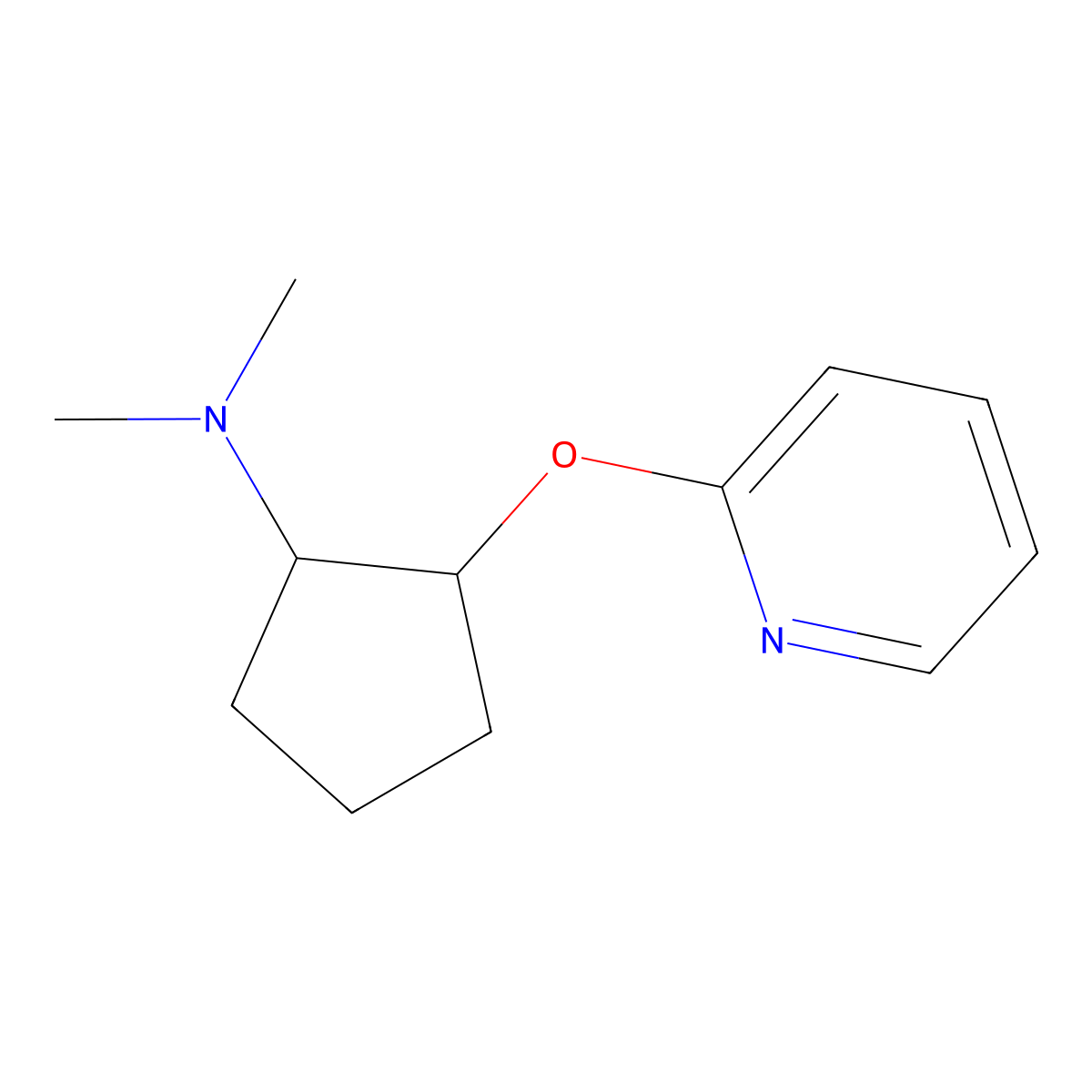 N,N-dimethyl-2-(pyridin-2-yloxy)cyclopentan-1-amine molecular structure, CAS 2202368-56-5