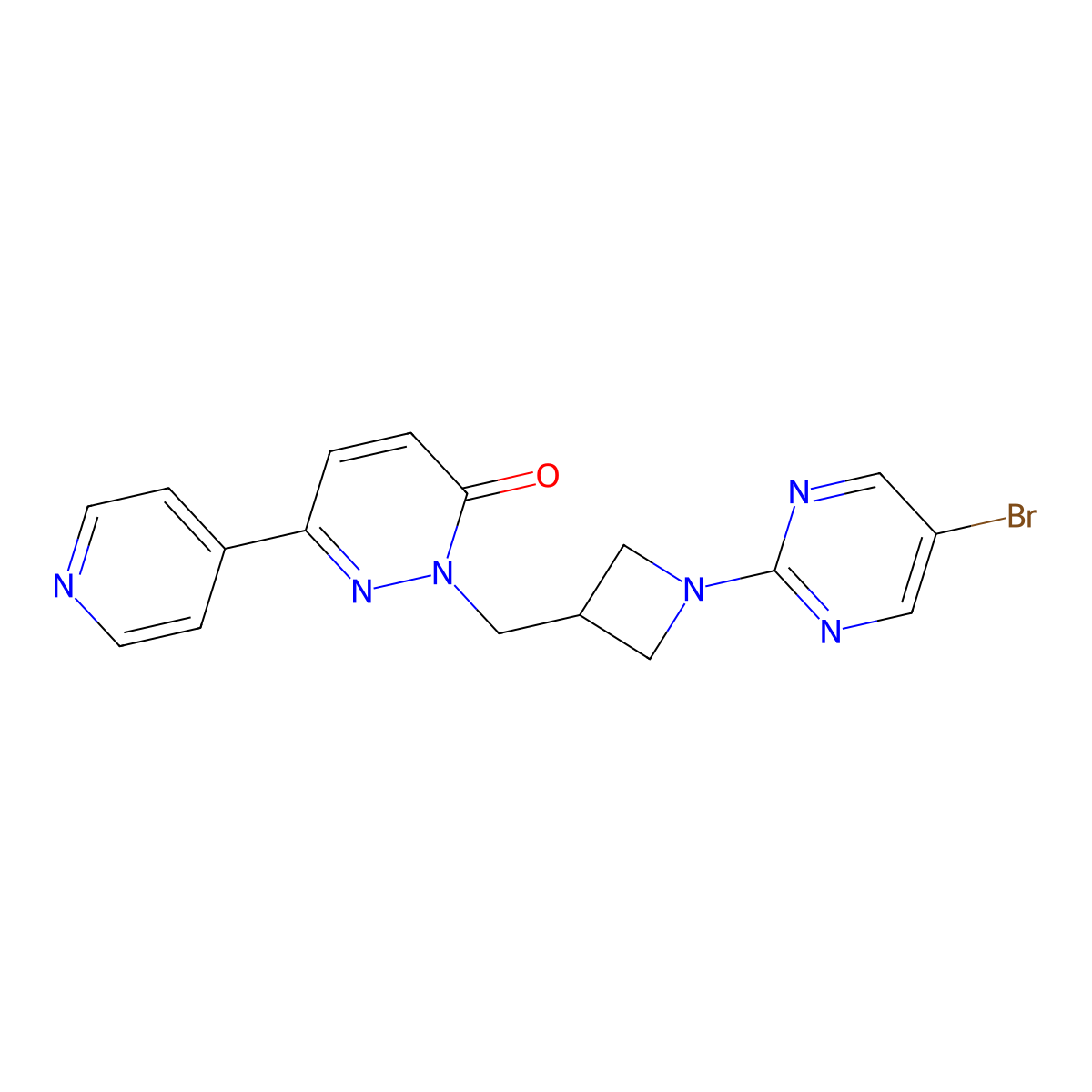 2-{[1-(5-Bromopyrimidin-2-yl)azetidin-3-yl]methyl}-6-(pyridin-4-yl)-2,3-dihydropyridazin-3-one molecular structure, CAS 2202369-58-0