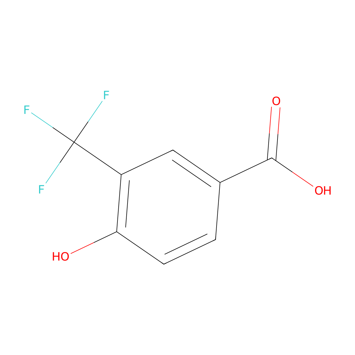 4-Hydroxy-3-(trifluoromethyl)benzoic acid molecular structure, CAS 220239-68-9