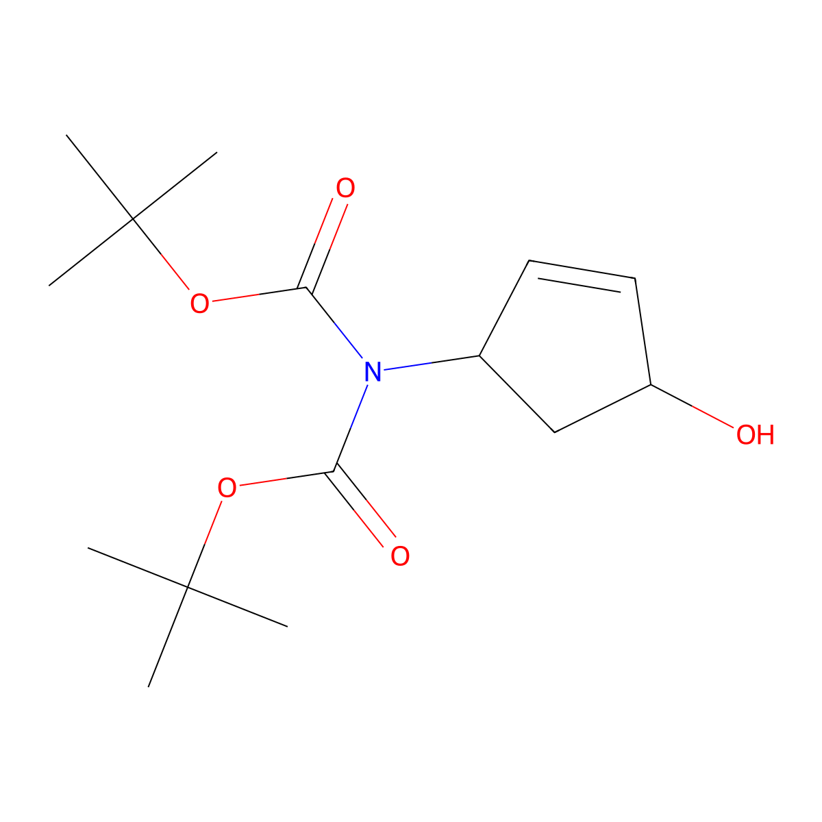 (1r-cis)-Bis(1,1-dimethylethyl)-4-hydroxy-2-cyclopentenylimidodicarbonate molecular structure, CAS 220241-57-6