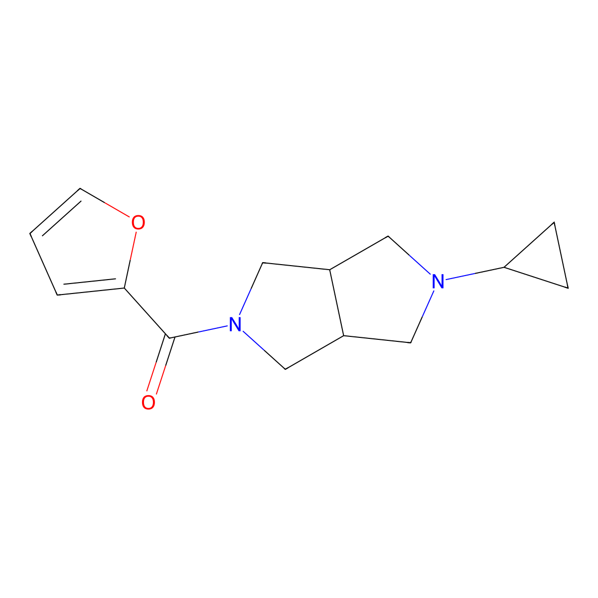 (5-cyclopropylhexahydropyrrolo[3,4-c]pyrrol-2(1H)-yl)(furan-2-yl)methanone molecular structure, CAS 2202420-74-2
