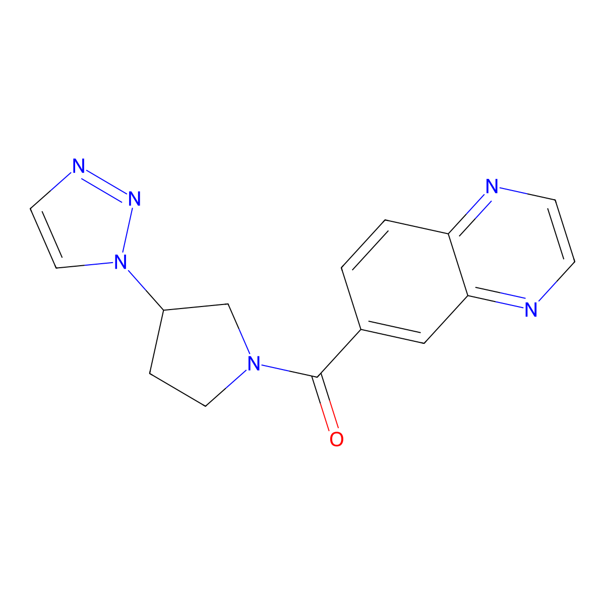 6-[3-(1H-1,2,3-triazol-1-yl)pyrrolidine-1-carbonyl]quinoxaline molecular structure, CAS 2202424-14-2