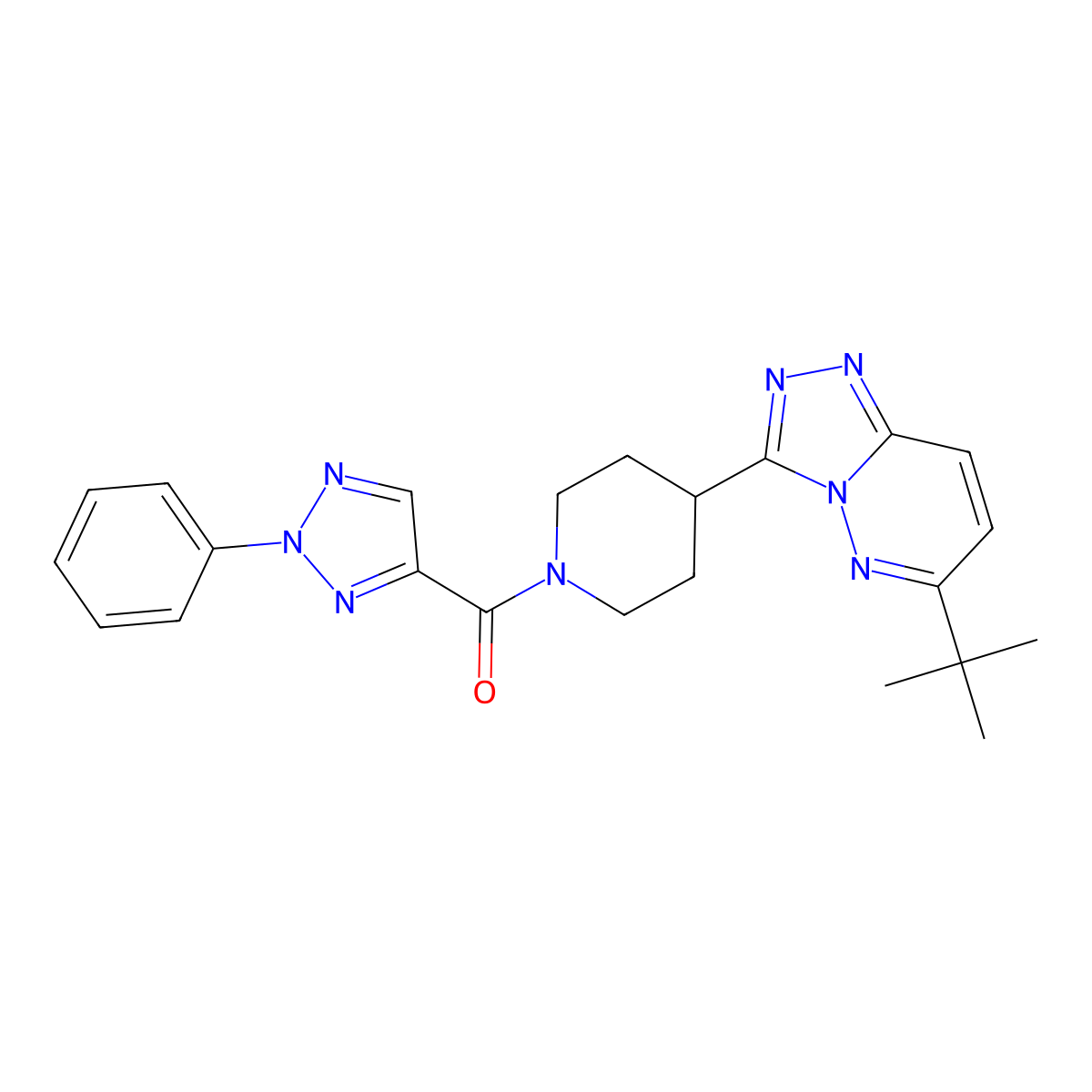 4-{6-tert-butyl-[1,2,4]triazolo[4,3-b]pyridazin-3-yl}-1-(2-phenyl-2H-1,2,3-triazole-4-carbonyl)piperidine molecular structure, CAS 2202425-58-7