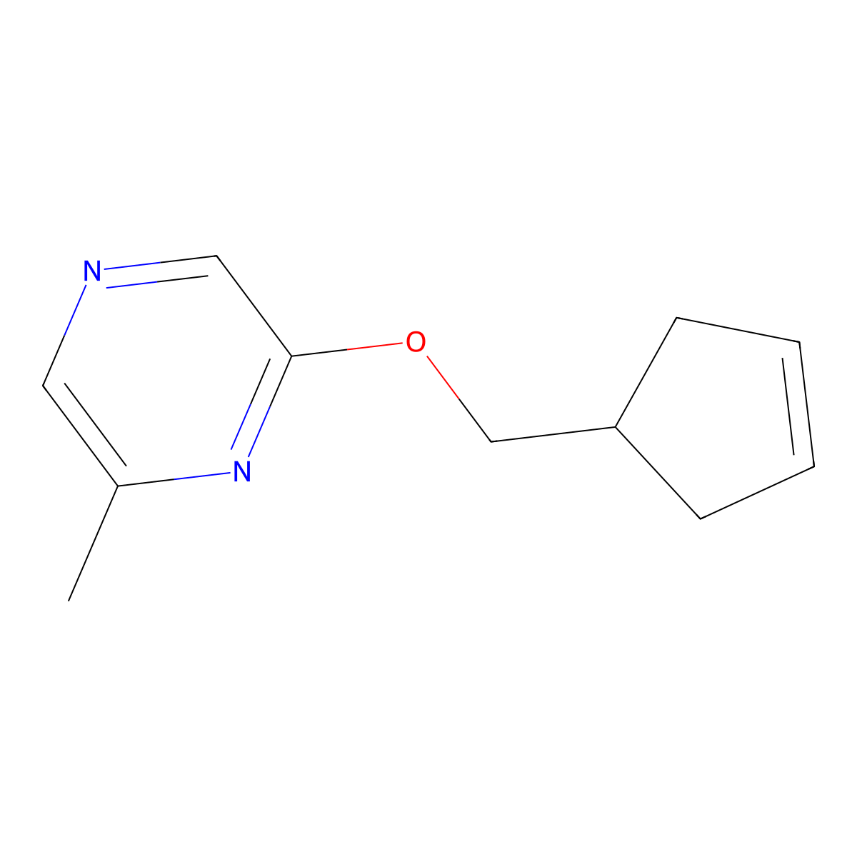 2-[(Cyclopent-3-en-1-yl)methoxy]-6-methylpyrazine molecular structure, CAS 2202427-81-2