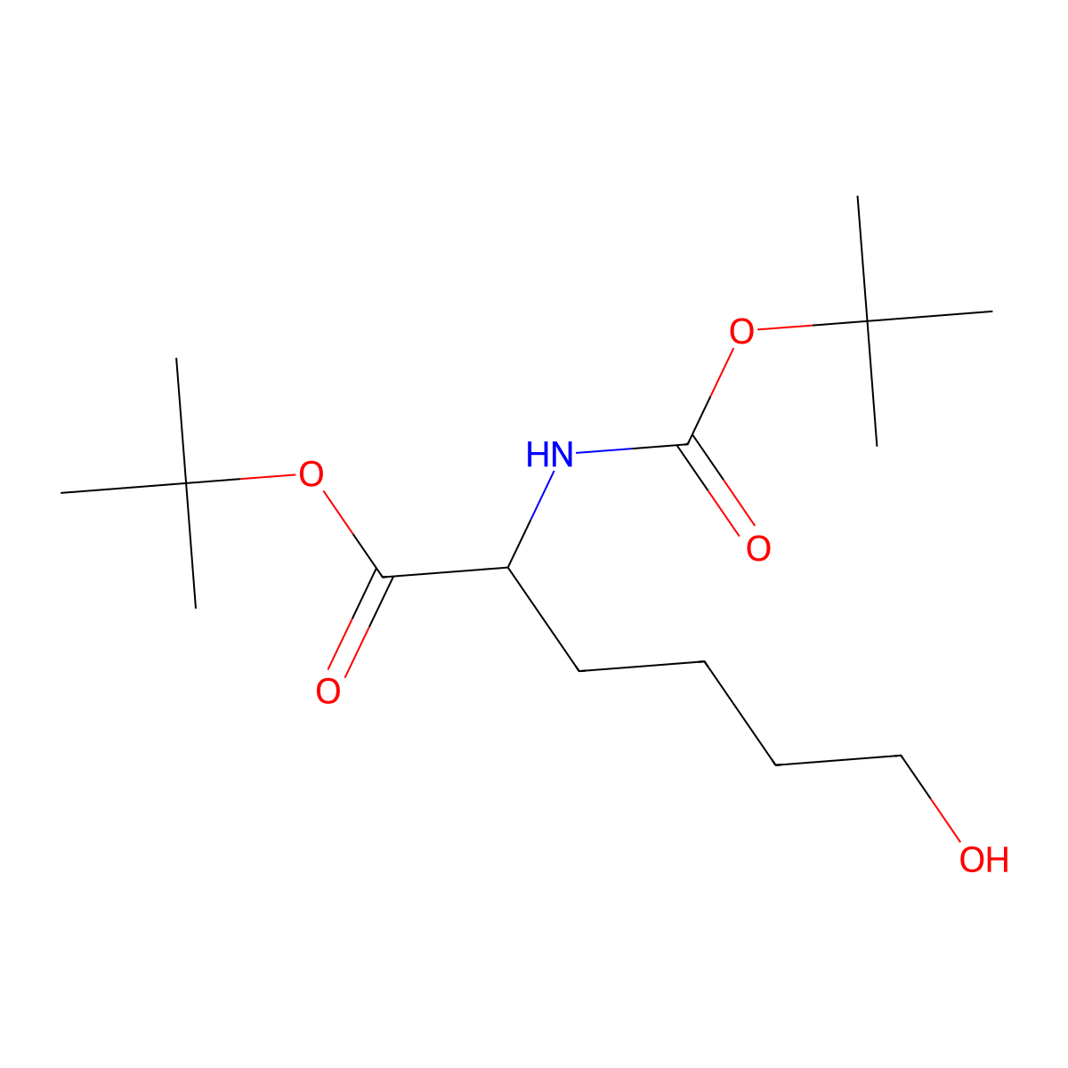 tert-Butyl 2-((tert-butoxycarbonyl)amino)-6-hydroxyhexanoate molecular structure, CAS 220243-81-2