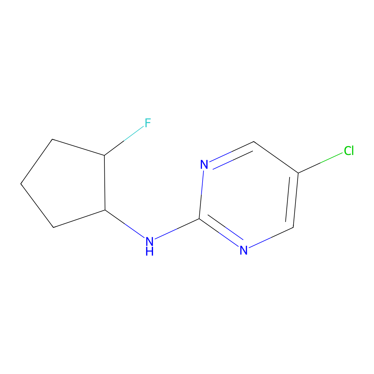 5-chloro-N-(2-fluorocyclopentyl)pyrimidin-2-amine molecular structure, CAS 2202458-82-8
