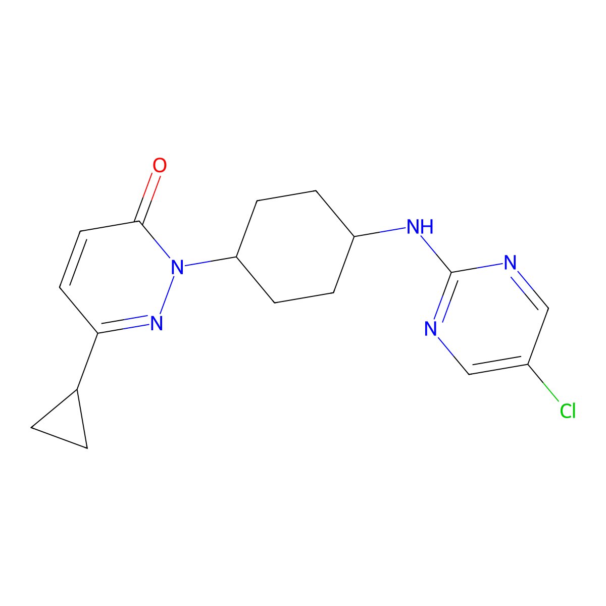 2-{4-[(5-Chloropyrimidin-2-yl)amino]cyclohexyl}-6-cyclopropyl-2,3-dihydropyridazin-3-one molecular structure, CAS 2202460-26-0