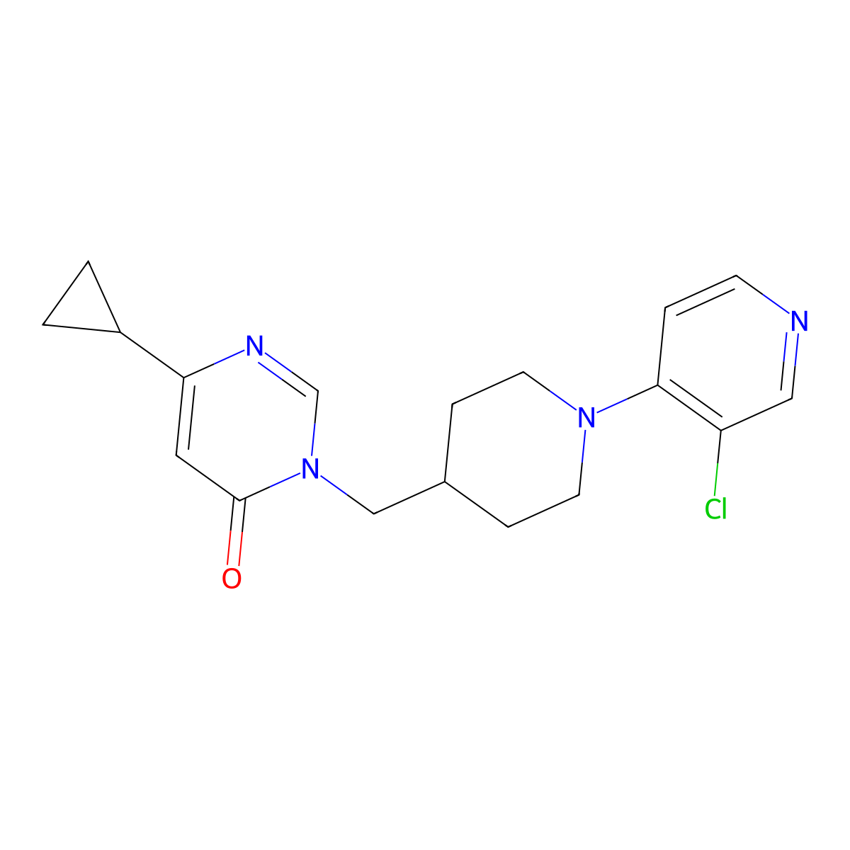 3-{[1-(3-Chloropyridin-4-yl)piperidin-4-yl]methyl}-6-cyclopropyl-3,4-dihydropyrimidin-4-one molecular structure, CAS 2202460-81-7