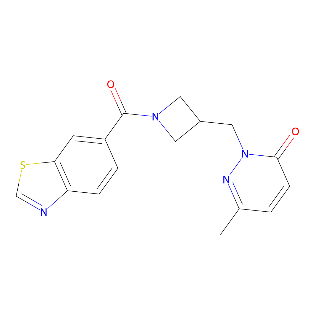 2-{[1-(1,3-Benzothiazole-6-carbonyl)azetidin-3-yl]methyl}-6-methyl-2,3-dihydropyridazin-3-one molecular structure, CAS 2202460-82-8