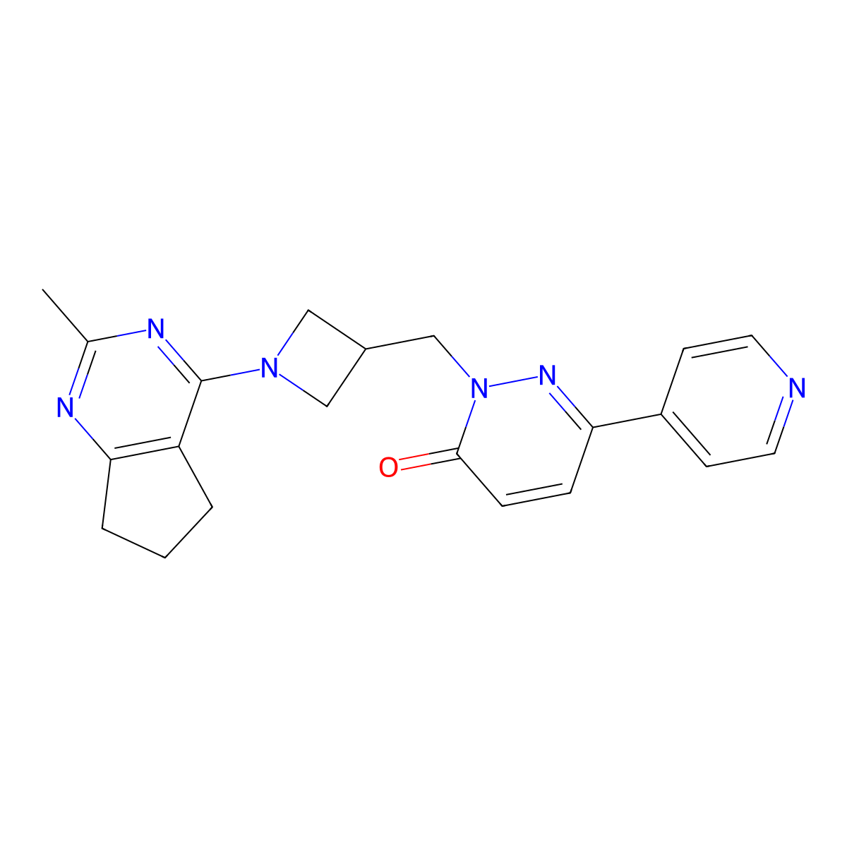 2-[(1-{2-methyl-5H,6H,7H-cyclopenta[d]pyrimidin-4-yl}azetidin-3-yl)methyl]-6-(pyridin-4-yl)-2,3-dihydropyridazin-3-one molecular structure, CAS 2202461-03-6