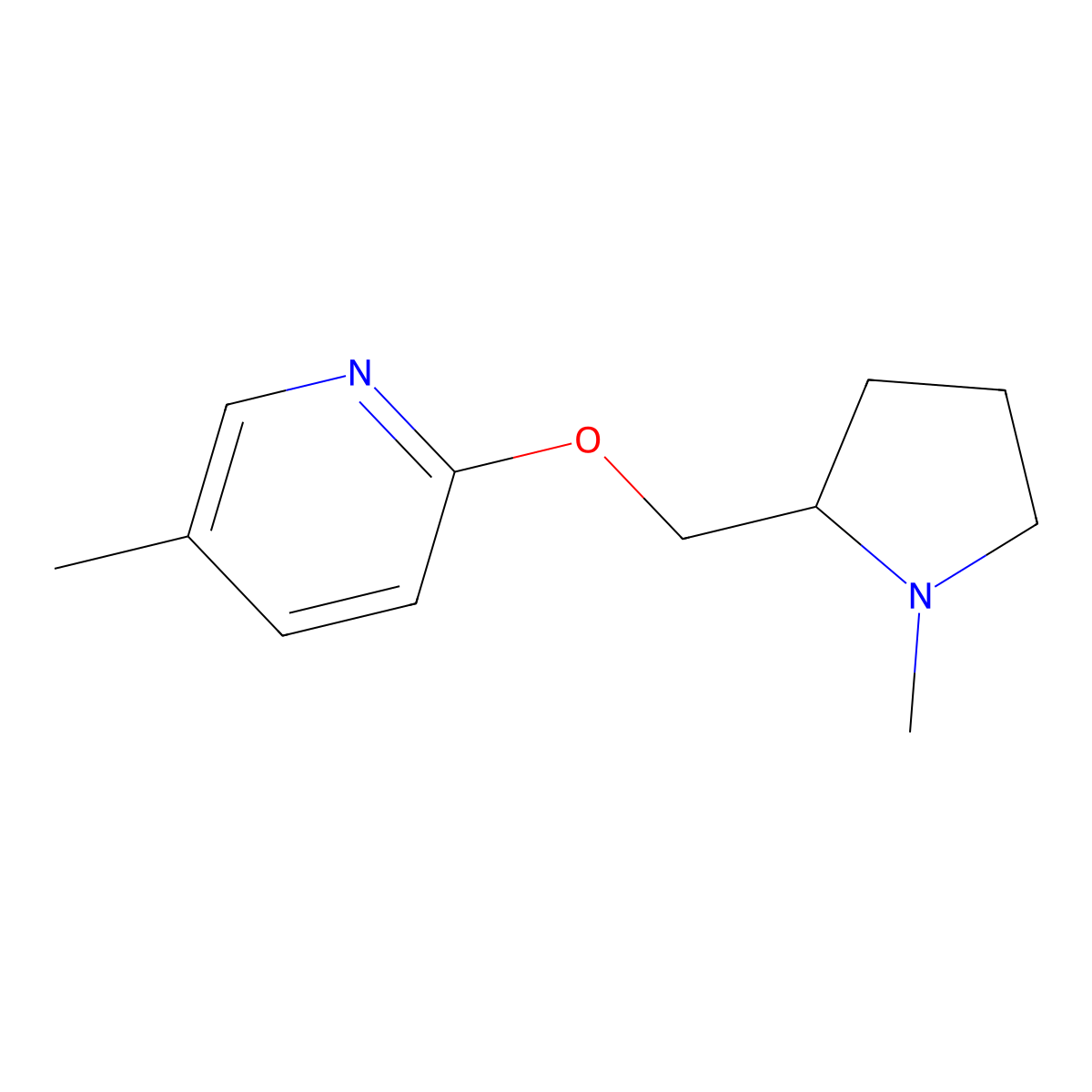 5-Methyl-2-[(1-methylpyrrolidin-2-yl)methoxy]pyridine molecular structure, CAS 2202461-62-7