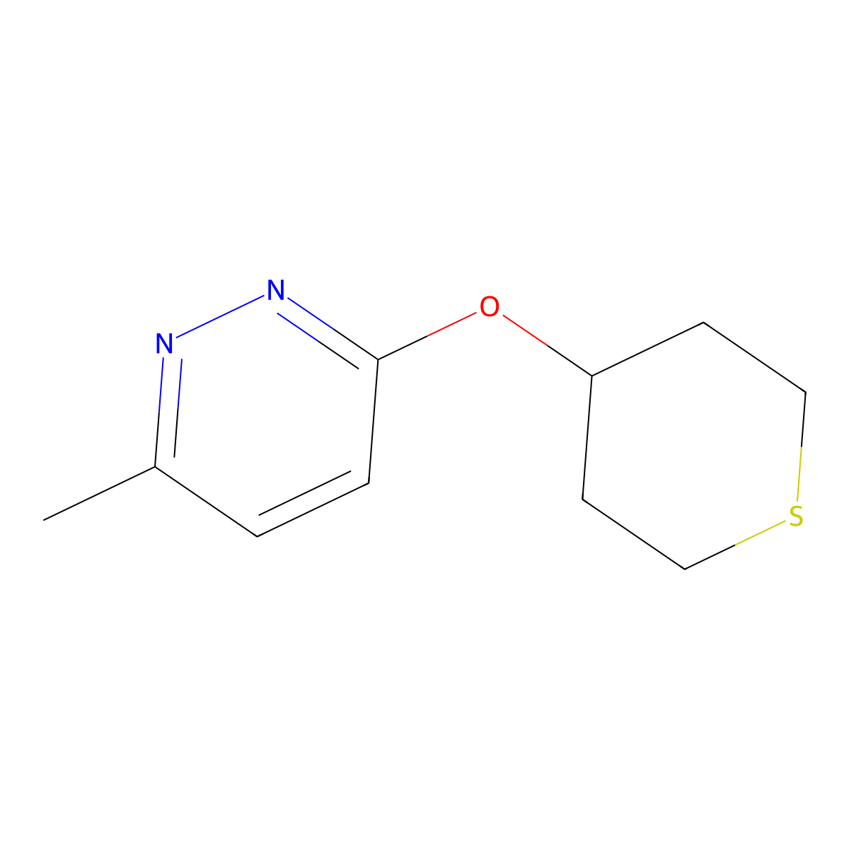 3-Methyl-6-(thian-4-yloxy)pyridazine molecular structure, CAS 2202461-75-2
