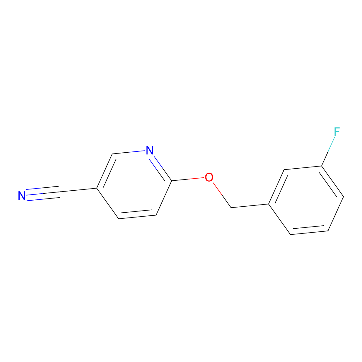 6-[(3-Fluorophenyl)methoxy]pyridine-3-carbonitrile molecular structure, CAS 2202461-99-0