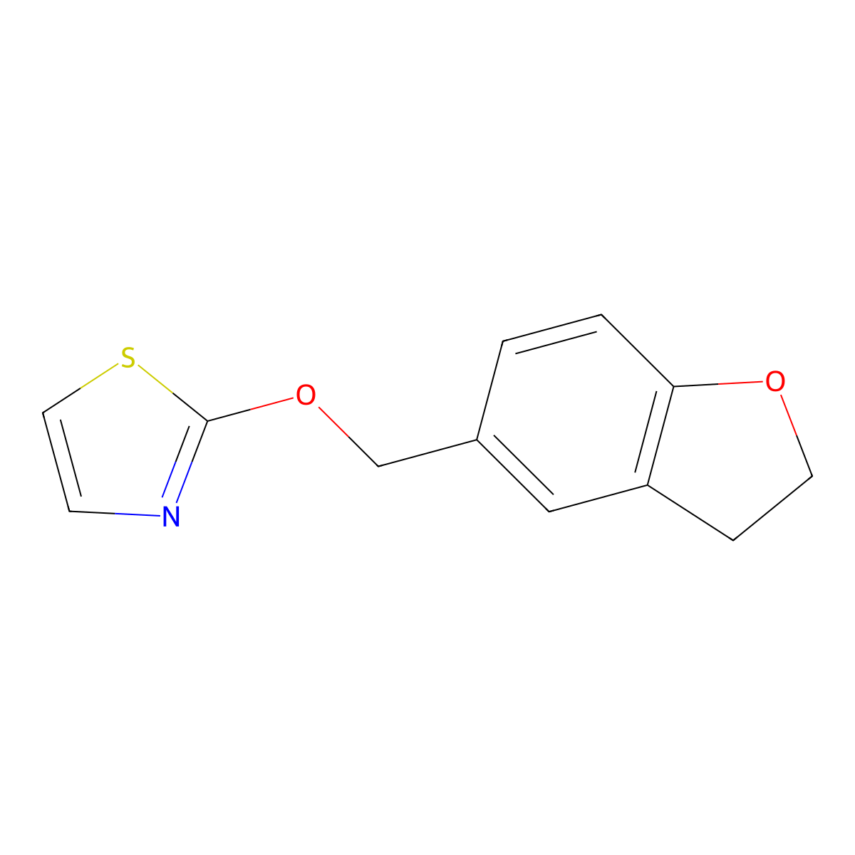 2-[(2,3-Dihydro-1-benzofuran-5-yl)methoxy]-1,3-thiazole molecular structure, CAS 2202468-66-2