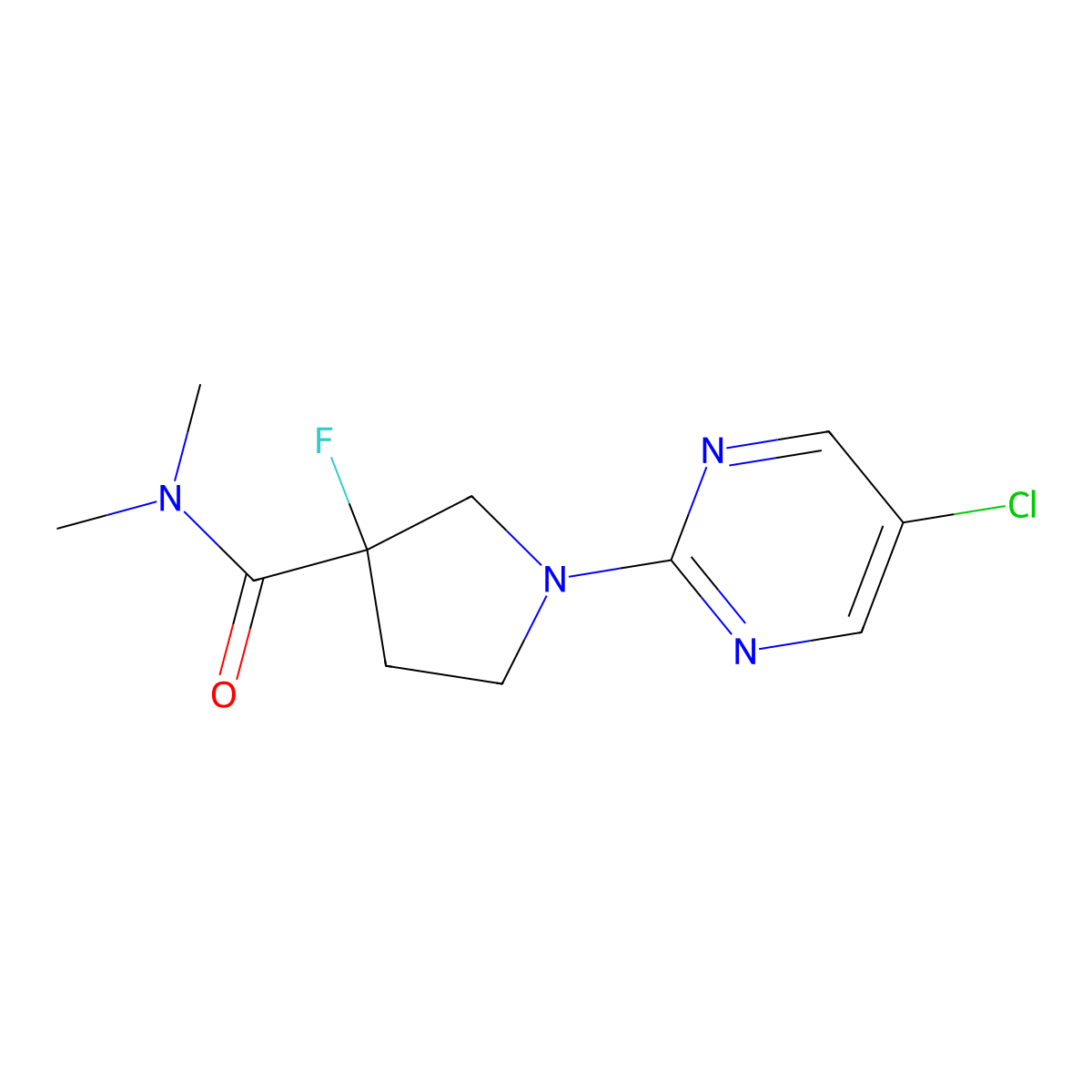 1-(5-chloropyrimidin-2-yl)-3-fluoro-N,N-dimethylpyrrolidine-3-carboxamide molecular structure, CAS 2202504-58-1