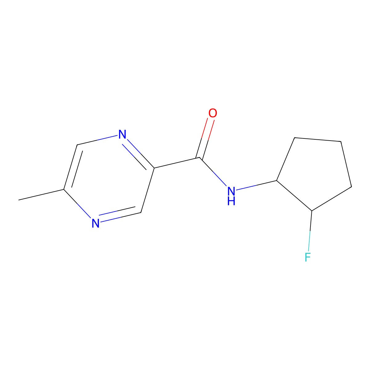 N-(2-fluorocyclopentyl)-5-methylpyrazine-2-carboxamide molecular structure, CAS 2202504-59-2