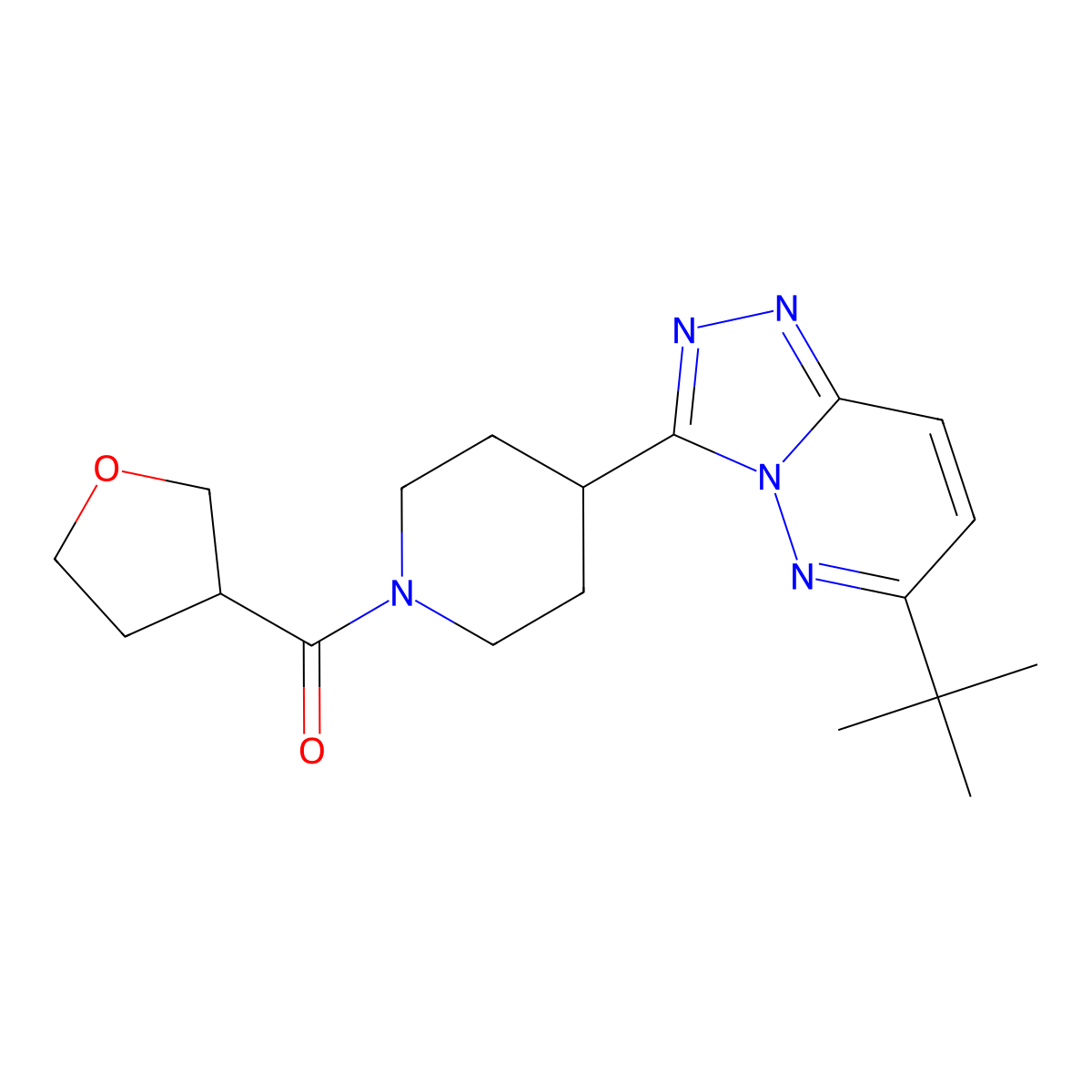 4-{6-Tert-butyl-[1,2,4]triazolo[4,3-b]pyridazin-3-yl}-1-(oxolane-3-carbonyl)piperidine molecular structure, CAS 2202509-81-5