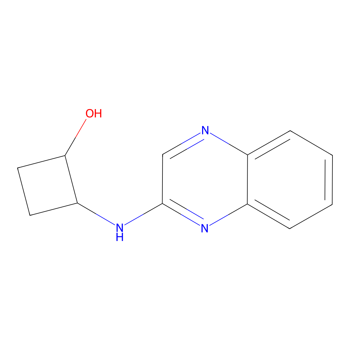2-[(Quinoxalin-2-yl)amino]cyclobutan-1-ol molecular structure, CAS 2202520-09-8