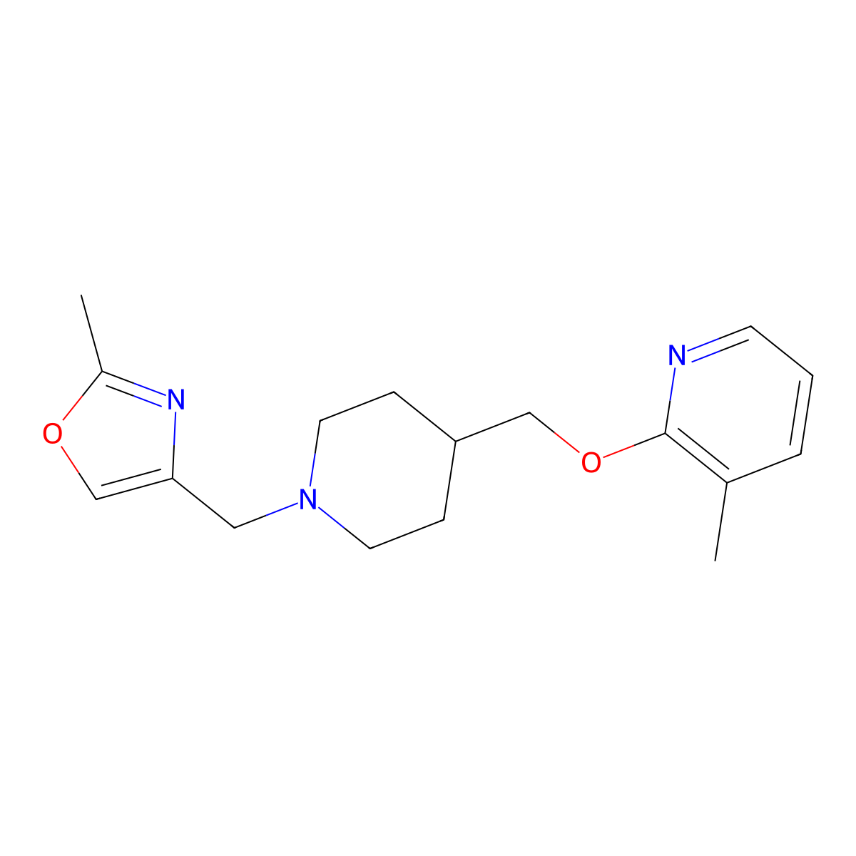 3-Methyl-2-({1-[(2-methyl-1,3-oxazol-4-yl)methyl]piperidin-4-yl}methoxy)pyridine molecular structure, CAS 2202520-22-5