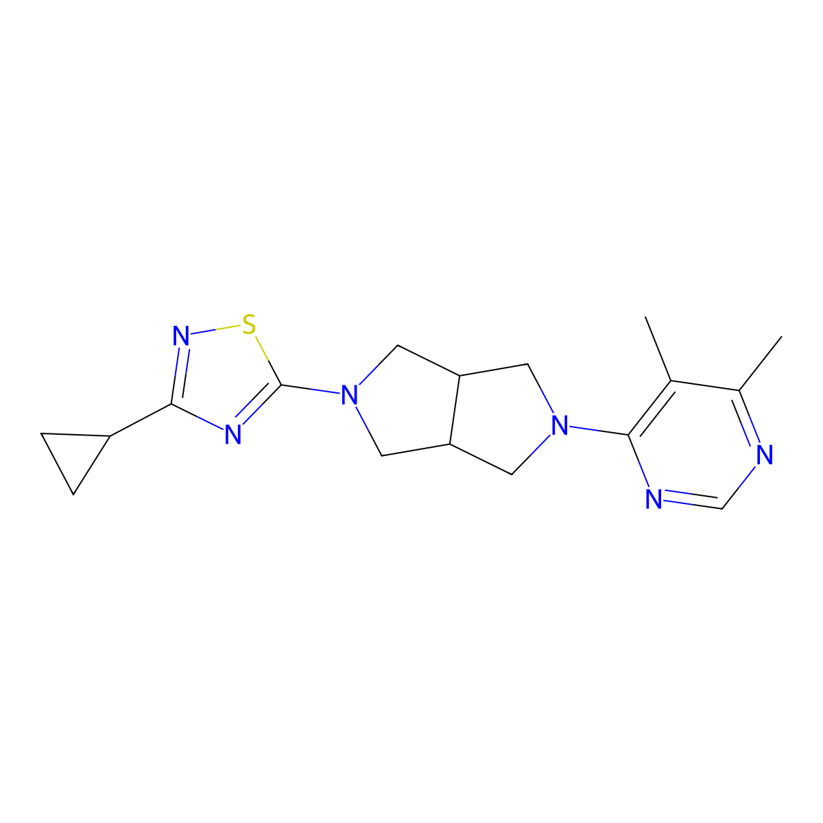 4-[5-(3-Cyclopropyl-1,2,4-thiadiazol-5-yl)-octahydropyrrolo[3,4-c]pyrrol-2-yl]-5,6-dimethylpyrimidine molecular structure, CAS 2202521-06-8