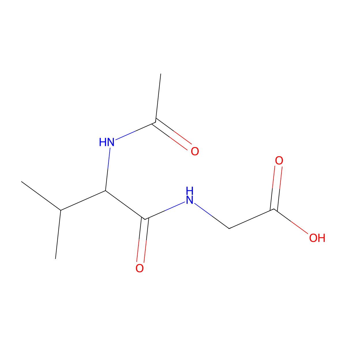 2-[(2S)-2-acetamido-3-methylbutanamido]acetic acid molecular structure, CAS 220254-34-2