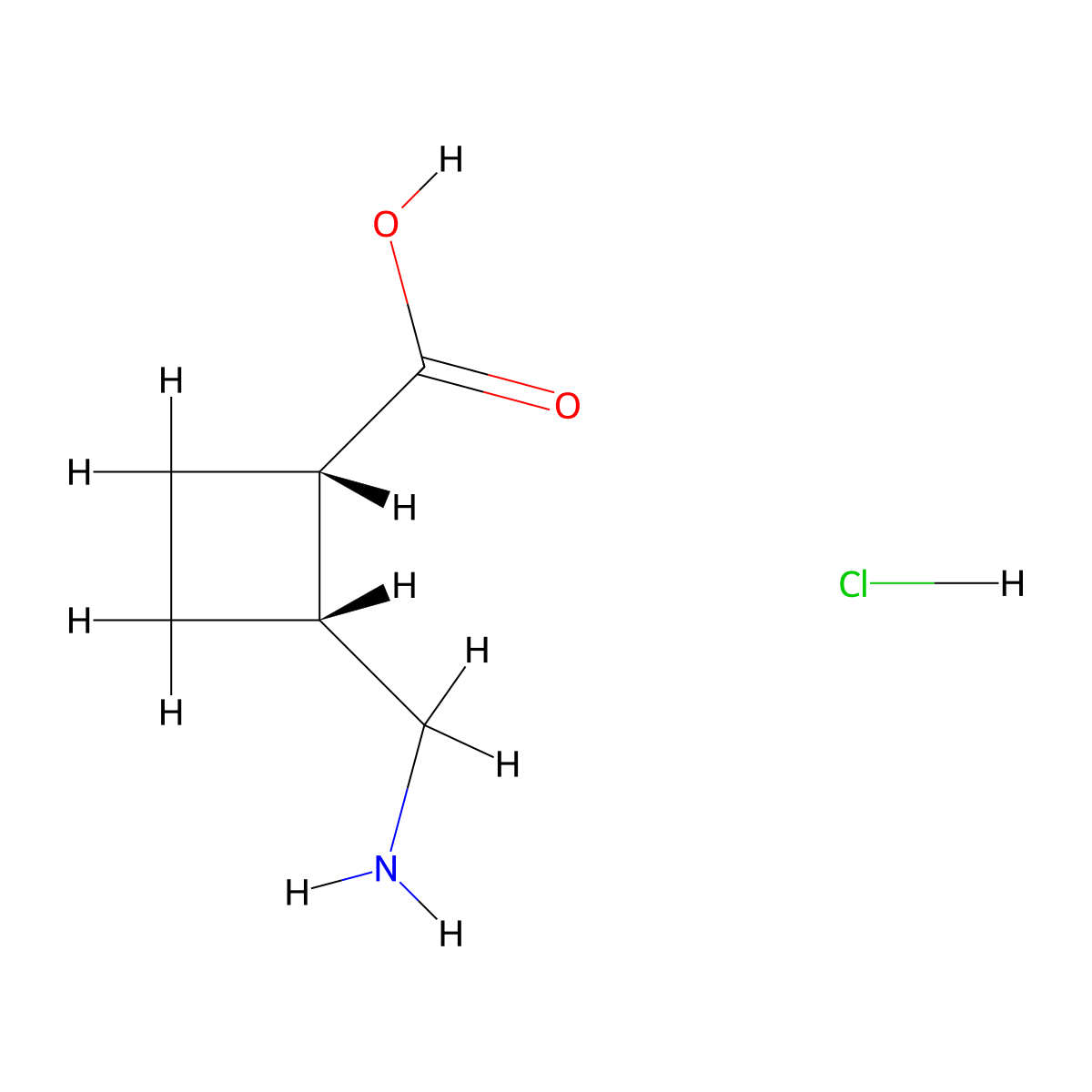 (1S,2R)-2-(aminomethyl)cyclobutanecarboxylic acid;hydrochloride molecular structure, CAS 220256-77-9