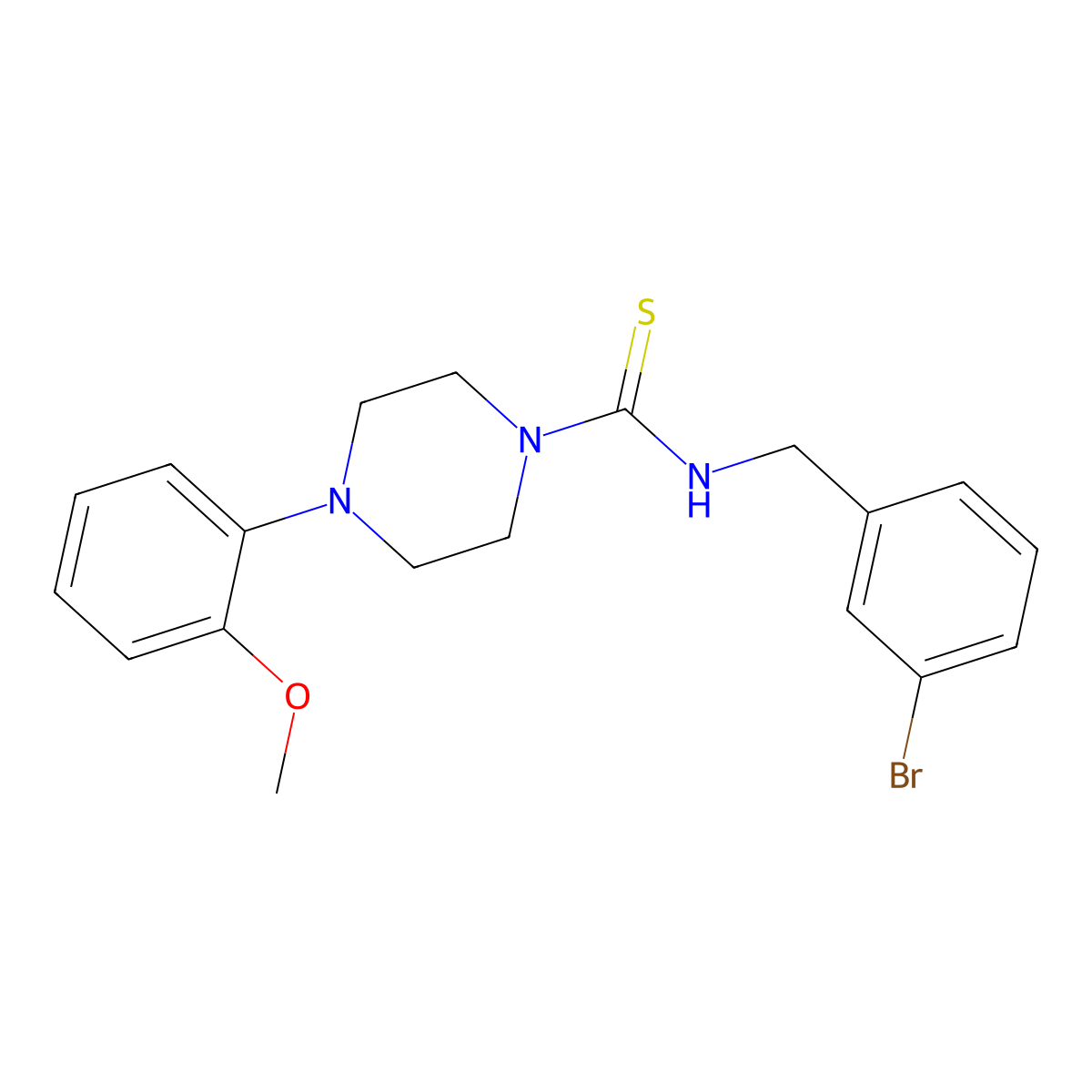 N-[(3-Bromophenyl)methyl]-4-(2-methoxyphenyl)piperazine-1-carbothioamide molecular structure, CAS 2202594-58-7