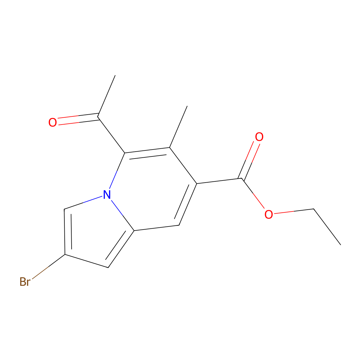Ethyl 5-acetyl-2-bromo-6-methylindolizine-7-carboxylate molecular structure, CAS 2202678-70-2