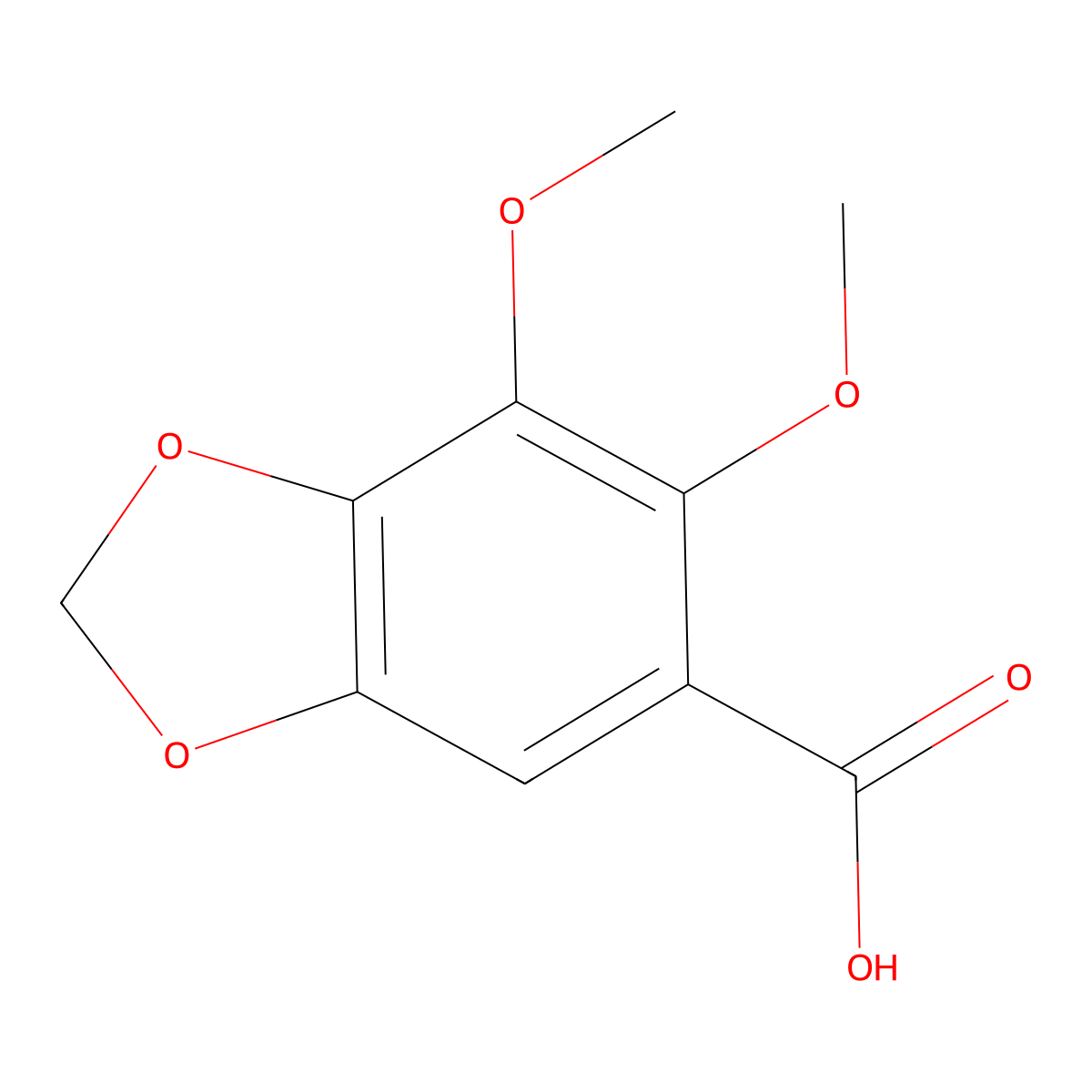 6,7-Dimethoxy-2H-1,3-benzodioxole-5-carboxylic acid molecular structure, CAS 22027-56-1