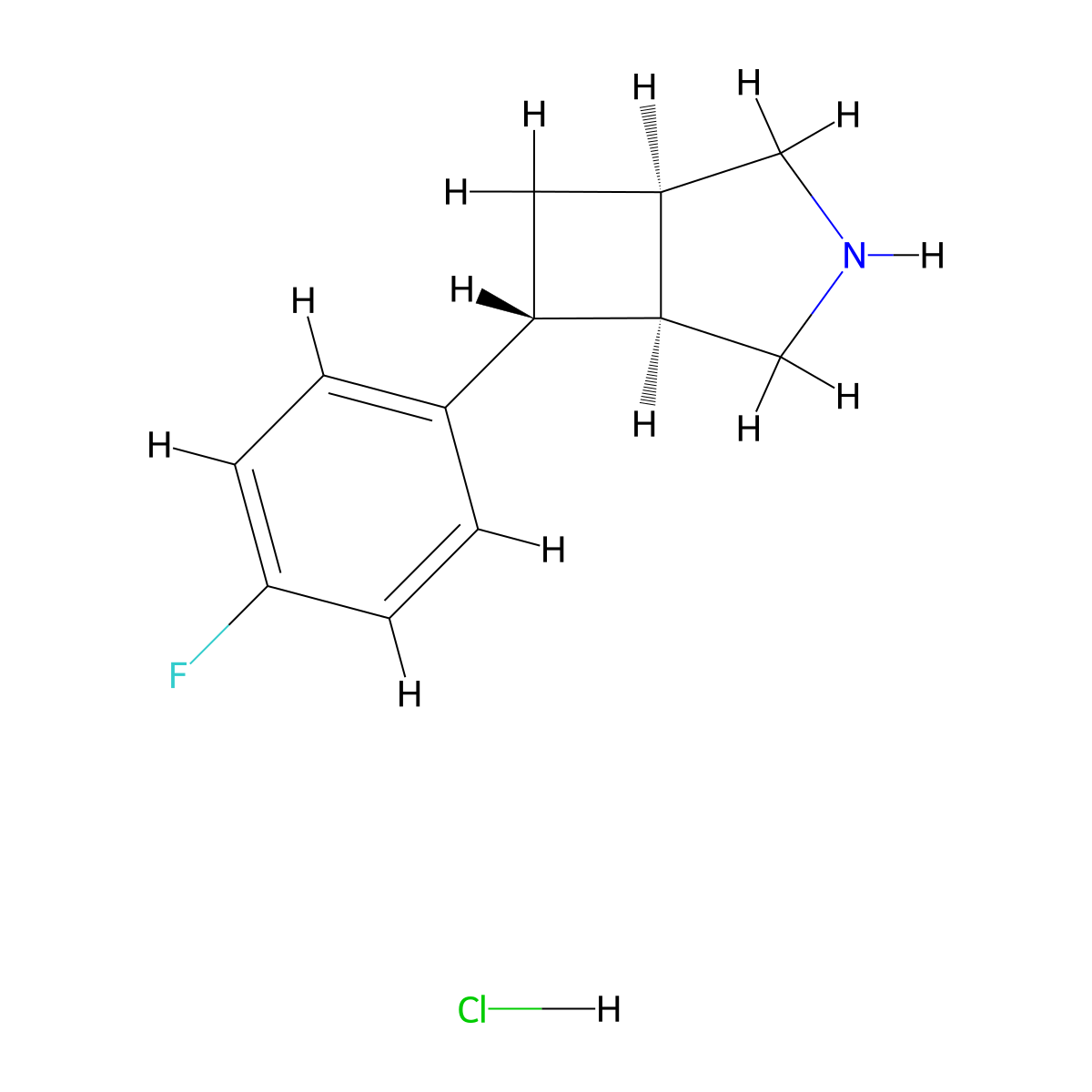 rac-(1R,5S,6R)-6-(4-fluorophenyl)-3-azabicyclo[3.2.0]heptane hydrochloride molecular structure, CAS 2202731-17-5