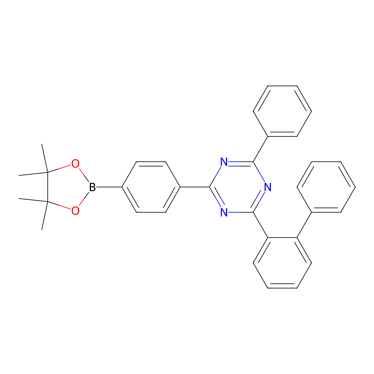 2-[1,1'-Biphenyl]-2-yl-4-phenyl-6-[4-(4,4,5,5-tetramethyl-1,3,2-dioxaborolan-2-yl)phenyl]-1,3,5-triazine molecular structure, CAS 2202736-47-6
