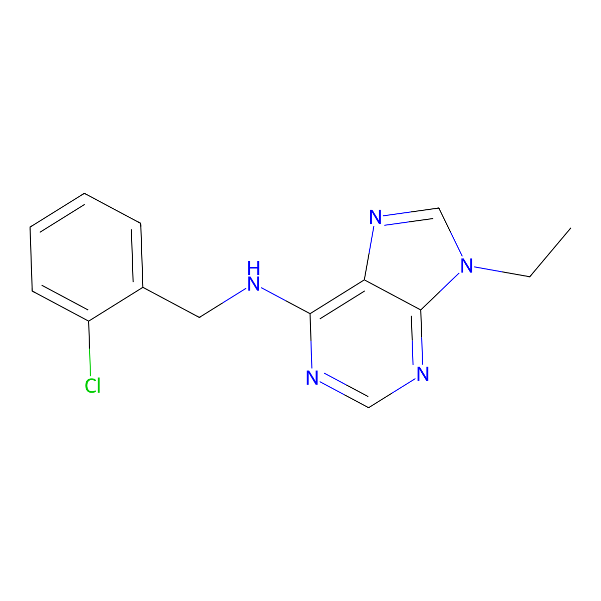 N-[(2-chlorophenyl)methyl]-9-ethyl-9H-purin-6-amine molecular structure, CAS 2202766-53-6