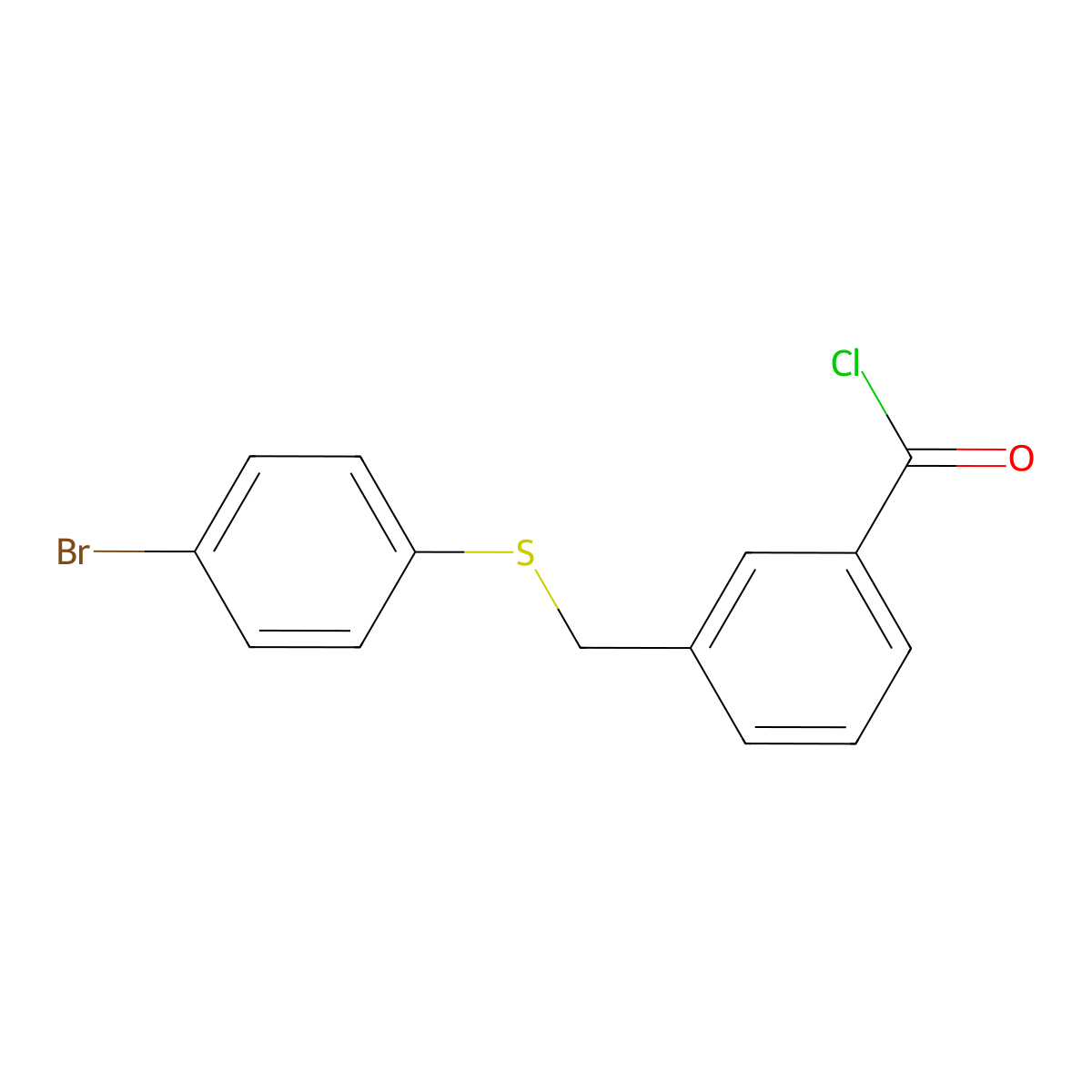 3-([(4-Bromophenyl)sulfanyl]-methyl)benzoyl chloride molecular structure, CAS 2202829-88-5