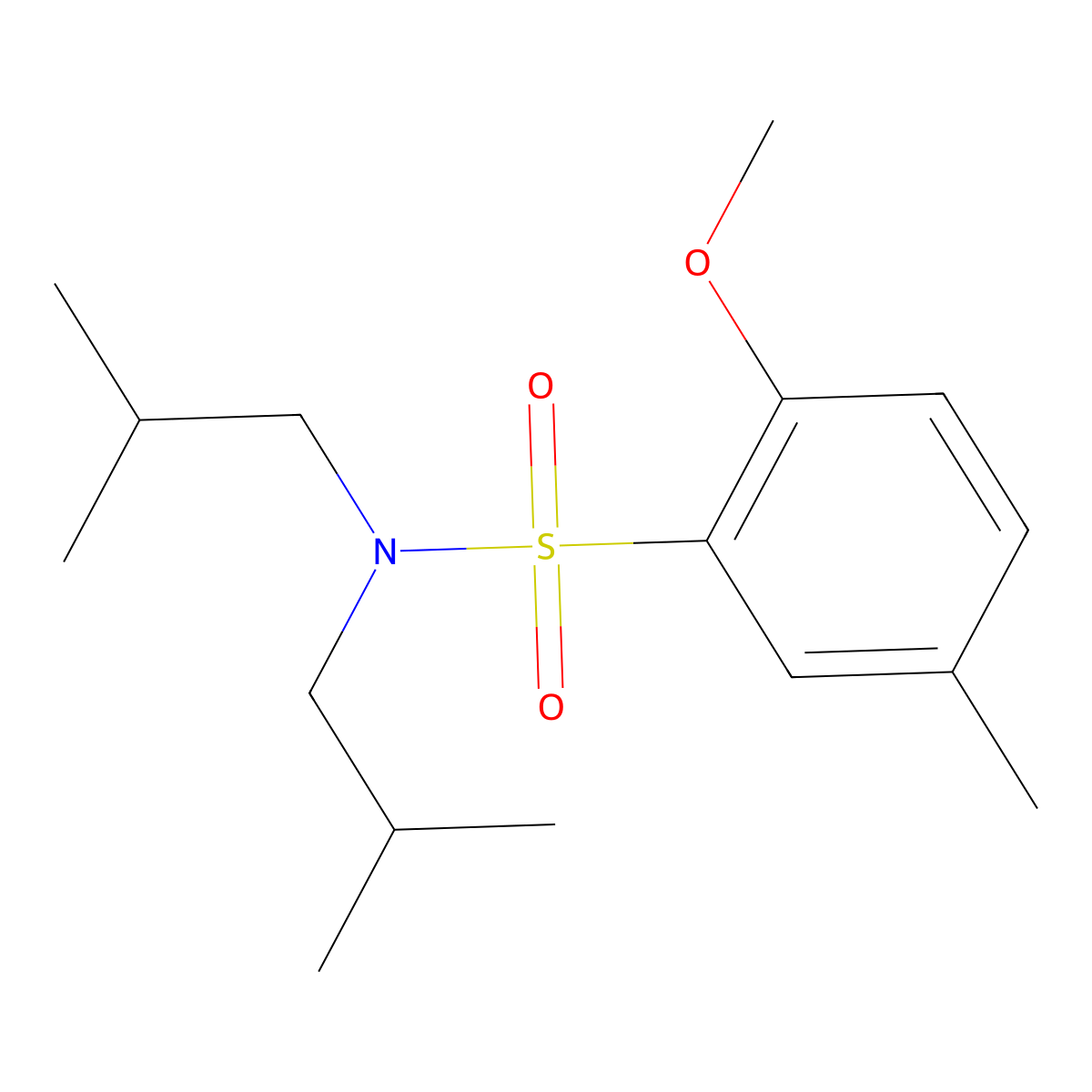 2-methoxy-5-methyl-N,N-bis(2-methylpropyl)benzene-1-sulfonamide molecular structure, CAS 2202918-32-7
