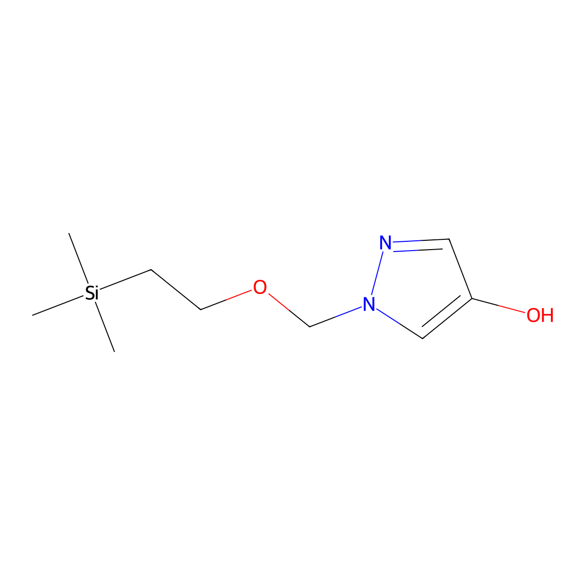 1-((2-(Trimethylsilyl)ethoxy)methyl)-1H-pyrazol-4-ol molecular structure, CAS 220299-50-3