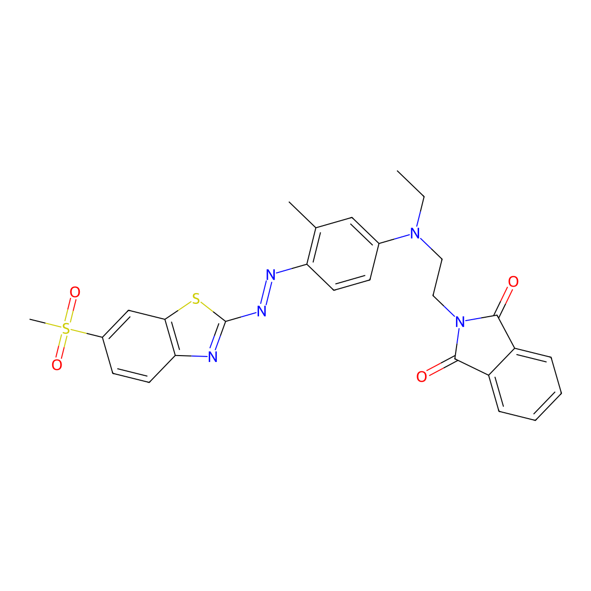 N-(2-(N-Ethyl-4-((6-(methylsulphonyl)benzothiazol-2-yl)azo)-m-toluidino)ethyl)phthalimide molecular structure, CAS 2203-01-2