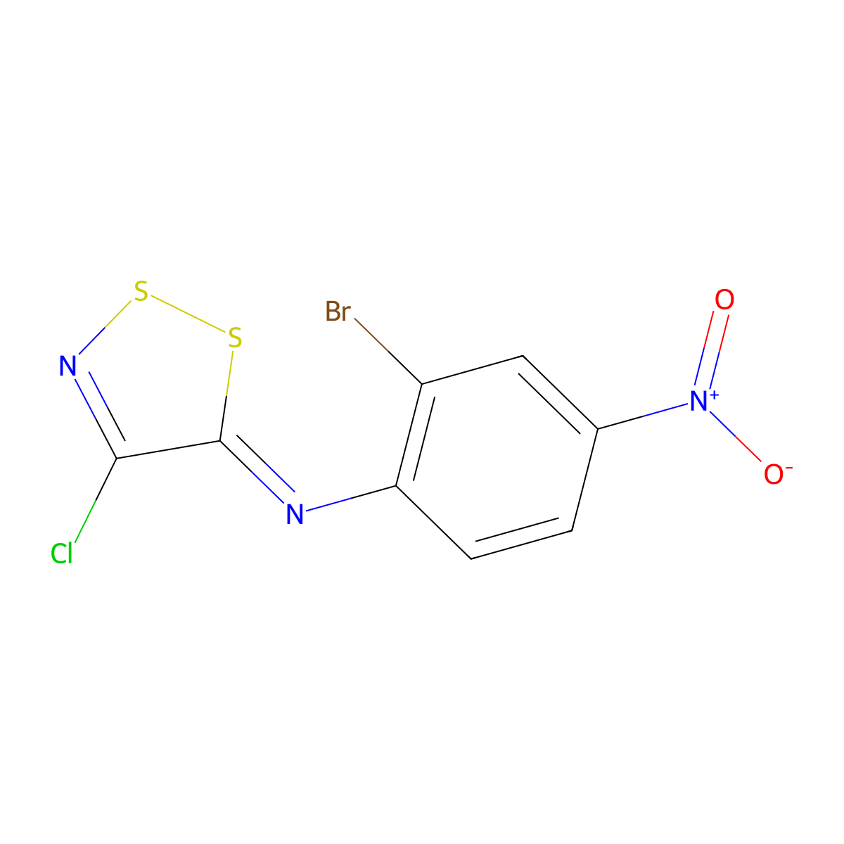 2-Bromo-N-(4-chloro-5H-1,2,3-dithiazol-5-ylidene)-4-nitroaniline molecular structure, CAS 220301-84-8