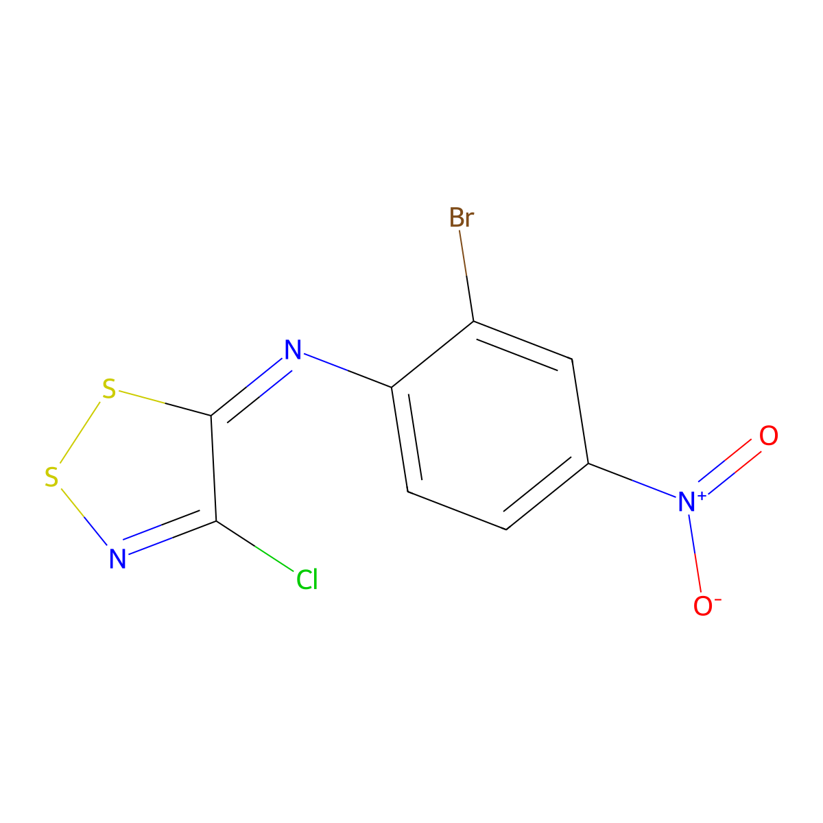 2-Bromo-N-(4-chloro-5H-1,2,3-dithiazol-5-ylidene)-4-nitroaniline molecular structure, CAS 220301-84-8