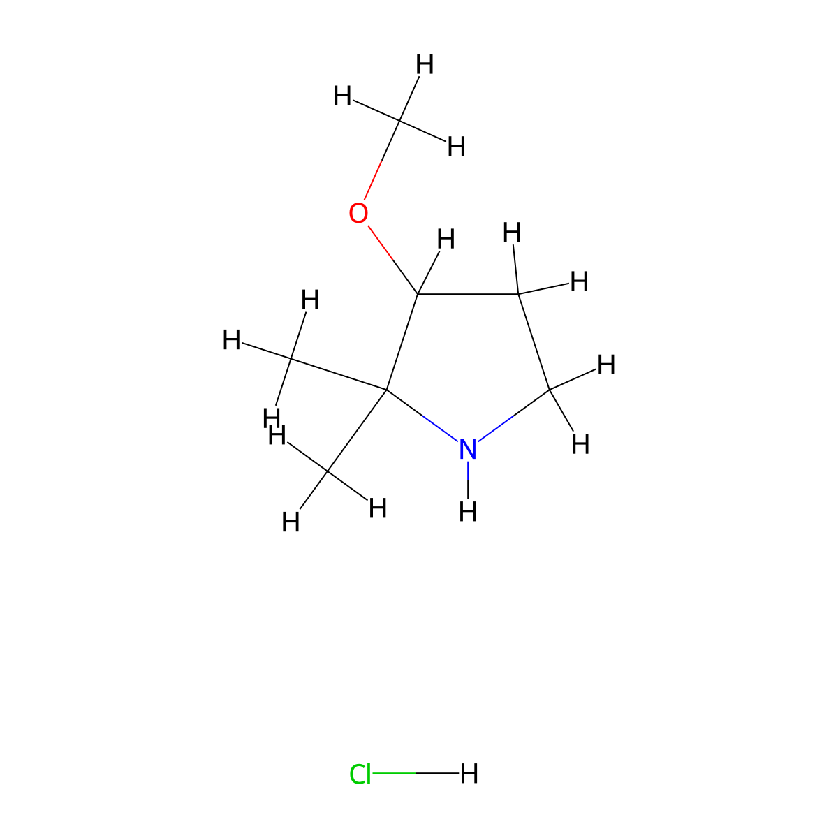 3-Methoxy-2,2-dimethylpyrrolidine hydrochloride molecular structure, CAS 2203016-99-1