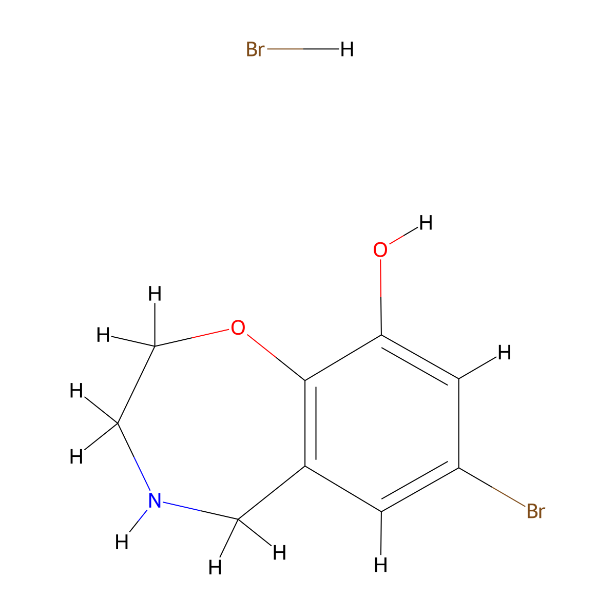 7-Bromo-2,3,4,5-tetrahydro-1,4-benzoxazepin-9-ol hydrobromide molecular structure, CAS 2203017-53-0