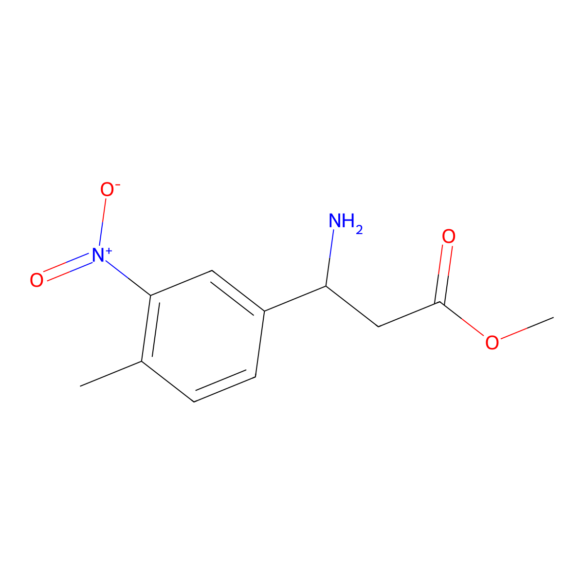 Methyl 3-amino-3-(4-methyl-3-nitrophenyl)propanoate molecular structure, CAS 220307-37-9