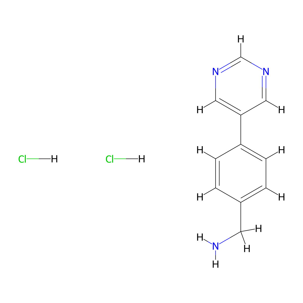 1-(4-(Pyrimidin-5-yl)phenyl)methanamine dihydrochloride molecular structure, CAS 2203070-90-8