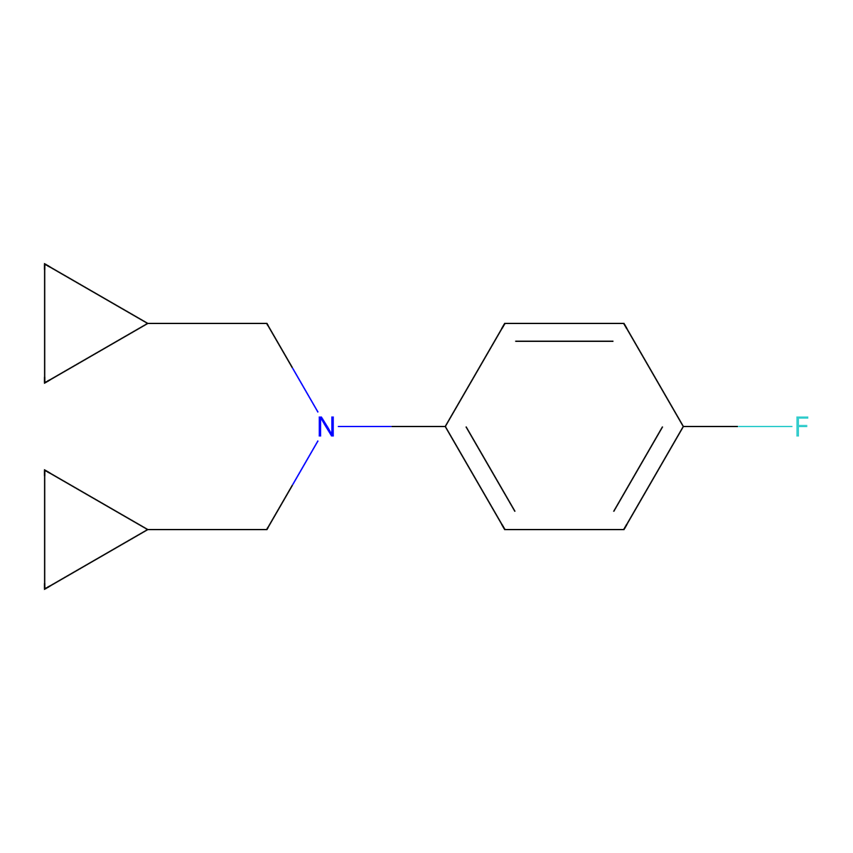 Bis-cyclopropylmethyl-(4-fluoro-phenyl)-amine molecular structure, CAS 2203071-89-8