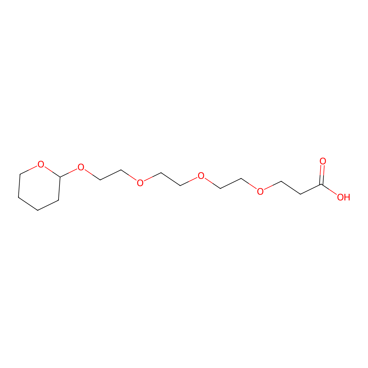 3-(2-{2-[2-(Tetrahydropyran-2-yloxy)-ethoxy]-ethoxy}-ethoxy)-propionic acid molecular structure, CAS 2203140-34-3
