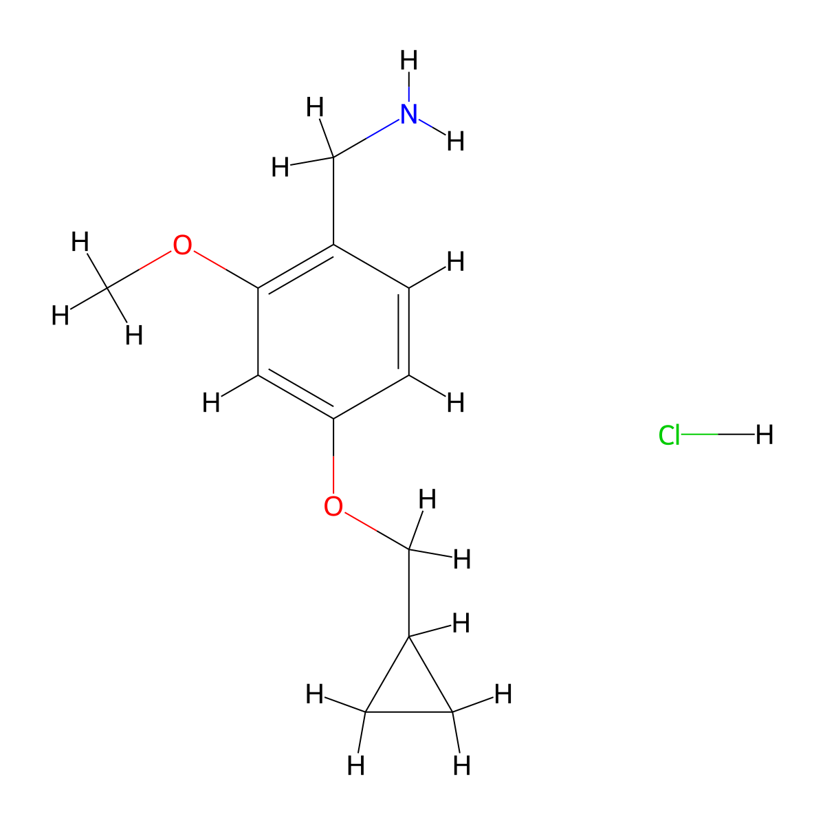 4-Cyclopropylmethoxy-2-methoxy-benzylamine hydrochloride molecular structure, CAS 2203194-94-7