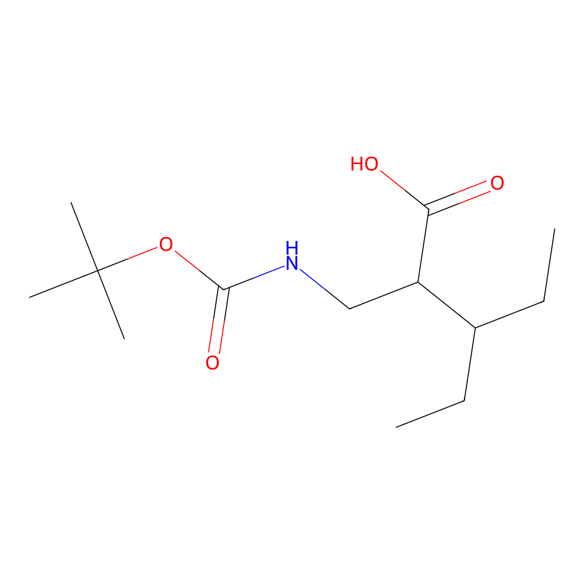 2-({[(Tert-butoxy)carbonyl]amino}methyl)-3-ethylpentanoic acid molecular structure, CAS 2203332-73-2