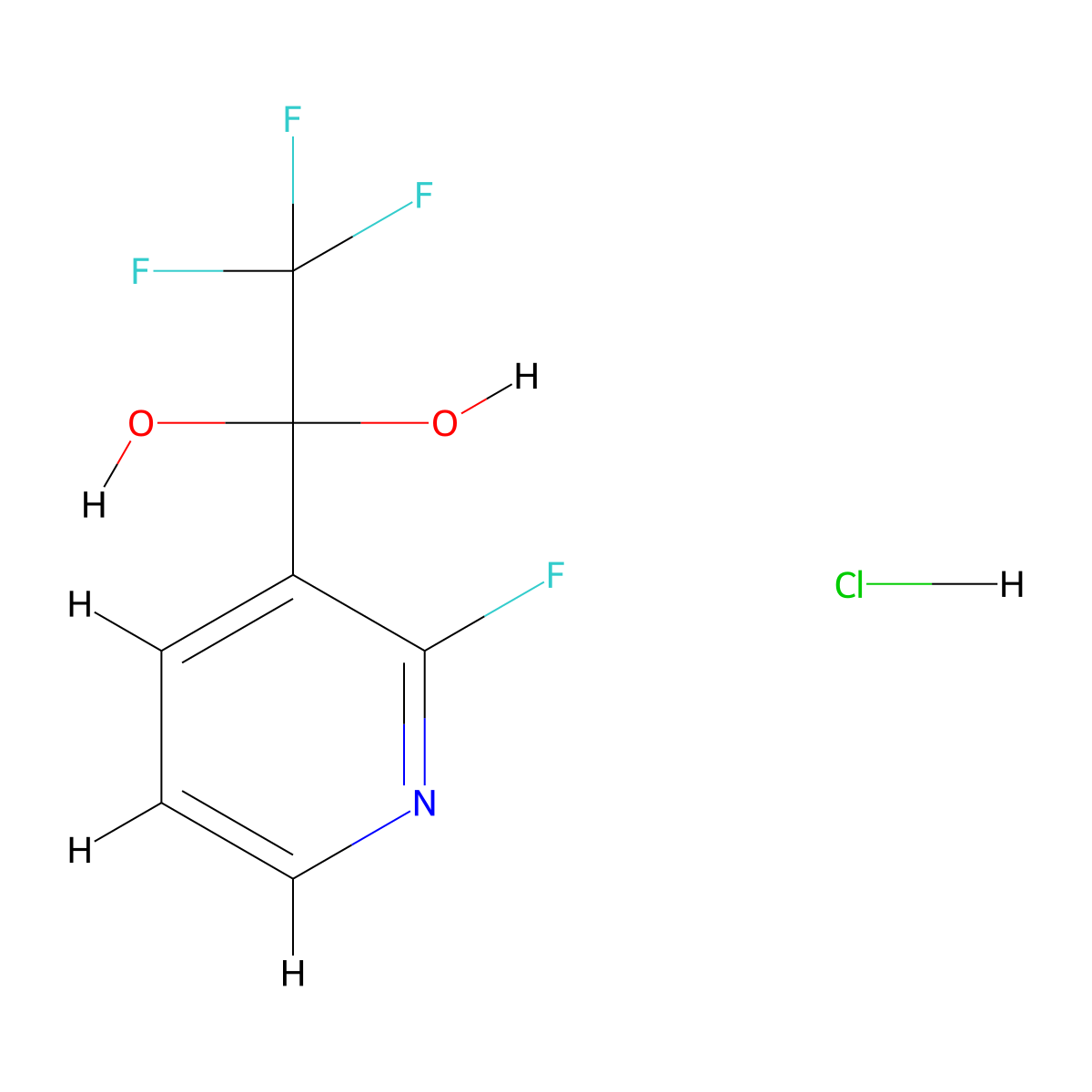 2,2,2-Trifluoro-1-(2-fluoropyridin-3-yl)ethane-1,1-diol hydrochloride molecular structure, CAS 2203403-84-1
